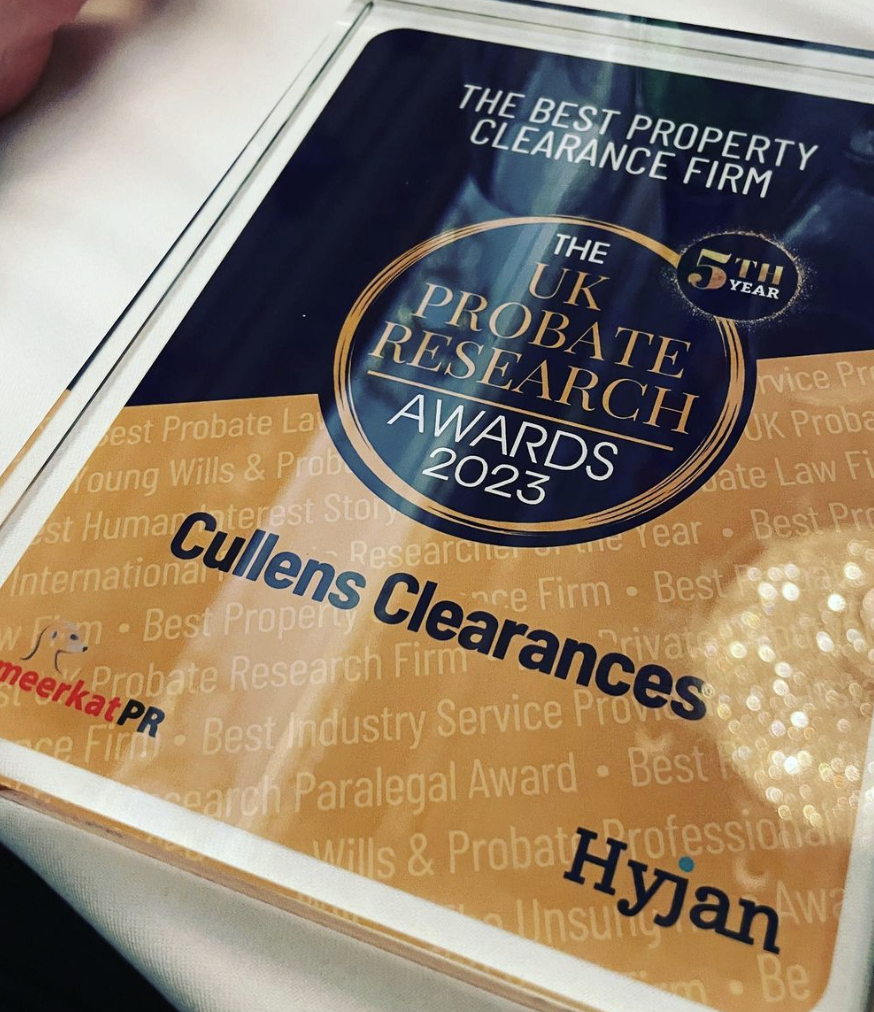 Cullens Clearances Celebrates Major Win at UK Probate Research Awards 2023 - Cullens Clearances